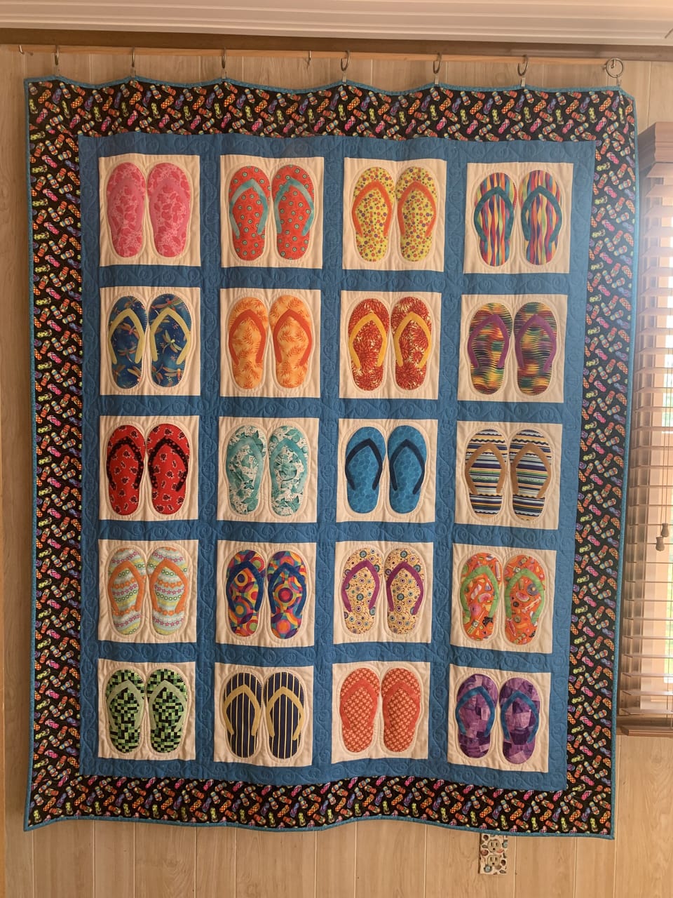 Unique decorations such as our handmade flip flop quilt