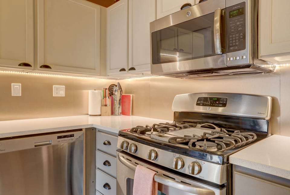 Gas stove, microwave, toaster, kettle, waffle maker