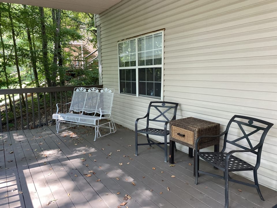 Lower deck is a great place to relax in the shade or play corn hole