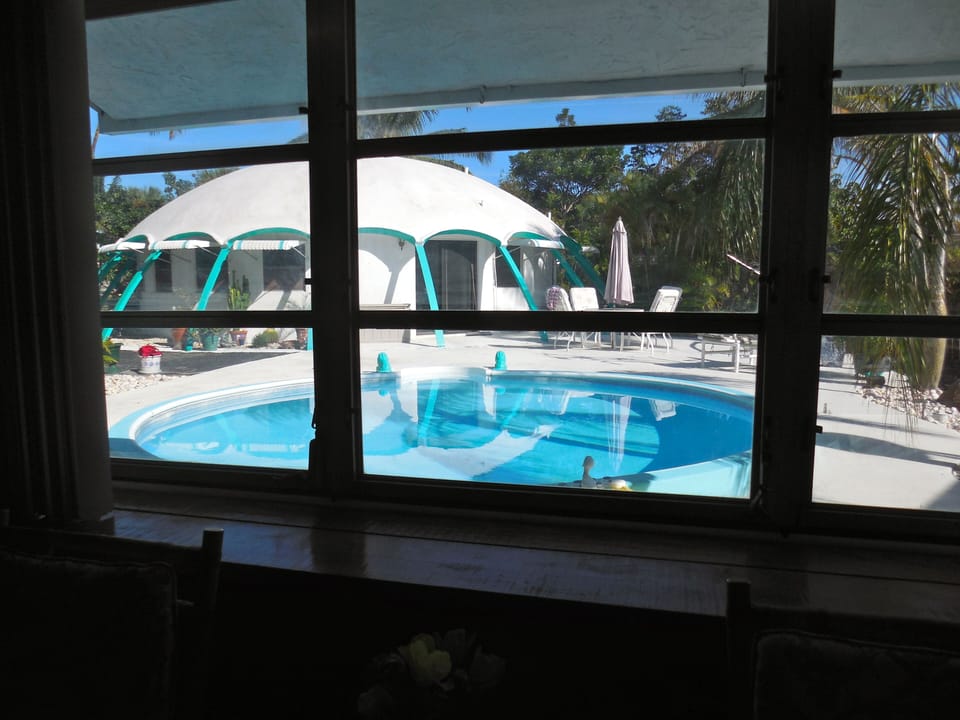 View looking out of cabin  