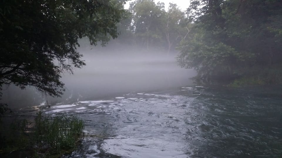 Early morning mist rising from pool at Maramec Spring Park