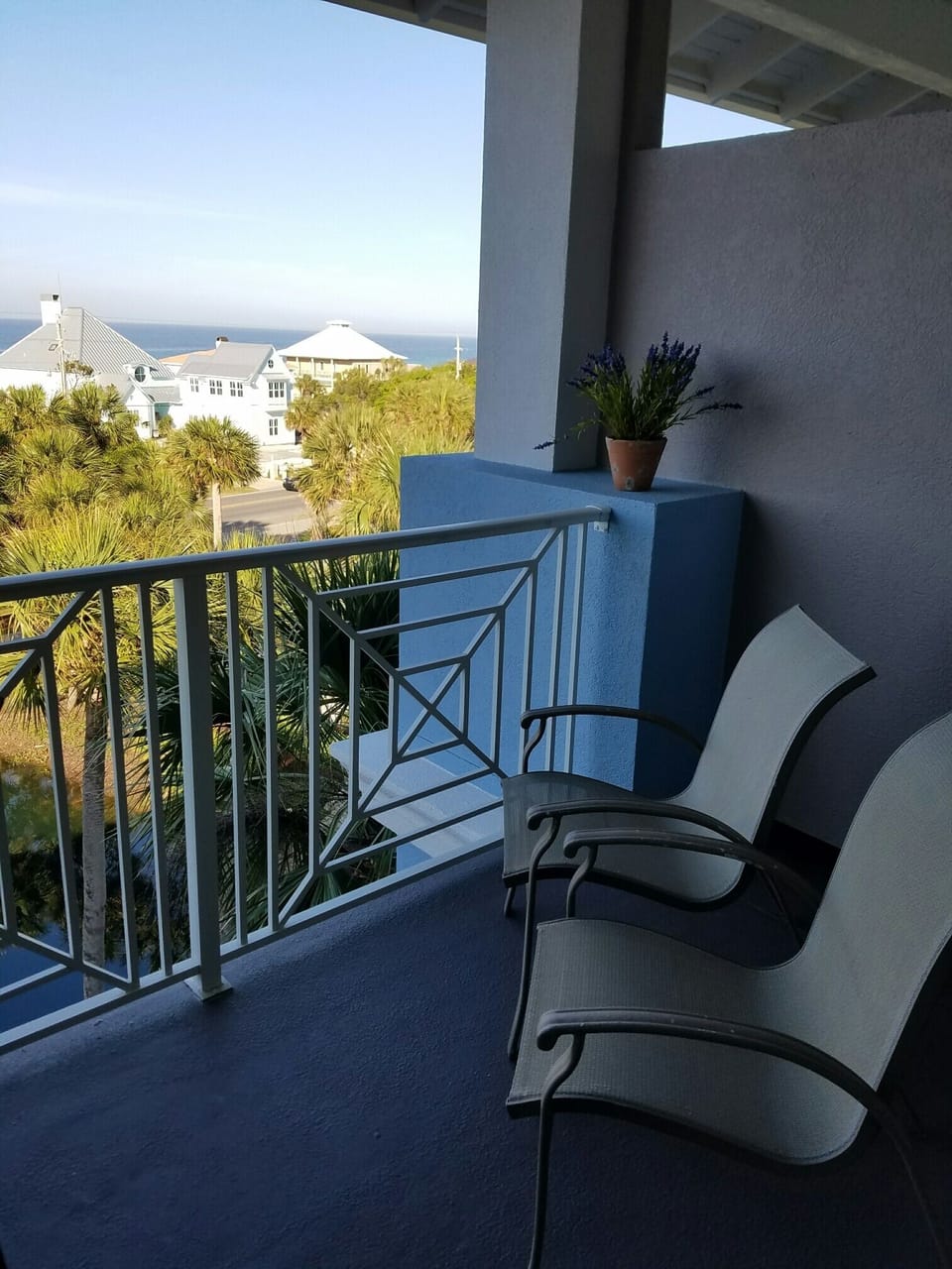 Enjoy an evening cocktail with this beautiful view from the balcony.