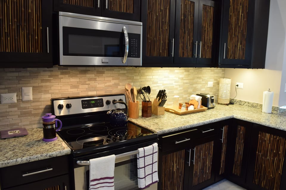 Kitchen with stove, oven, microwave, dishwasher and all other appliances
