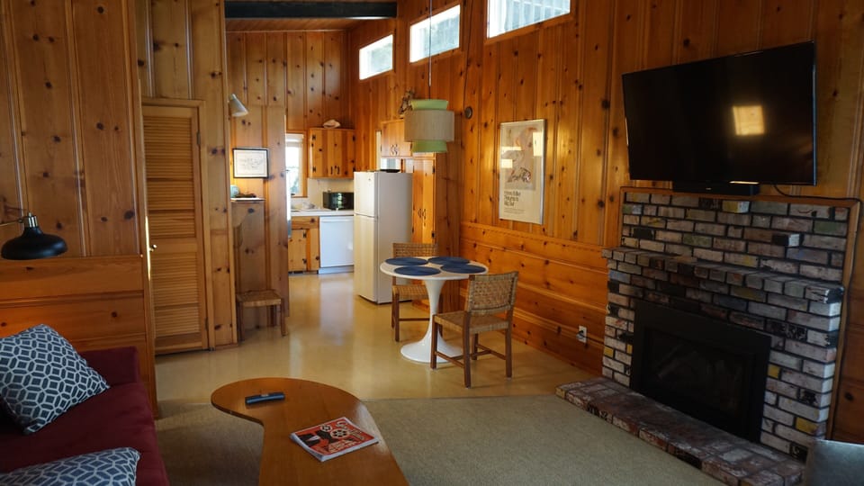 smart TV & gas fireplace 