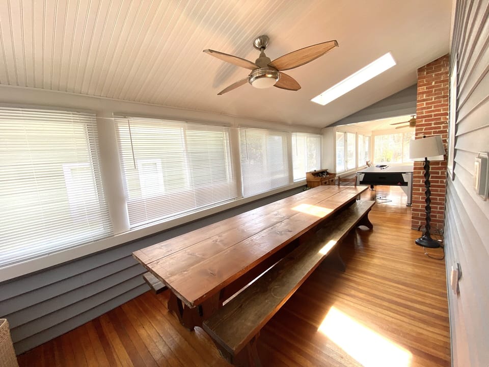 Porch dining table with seating for 12