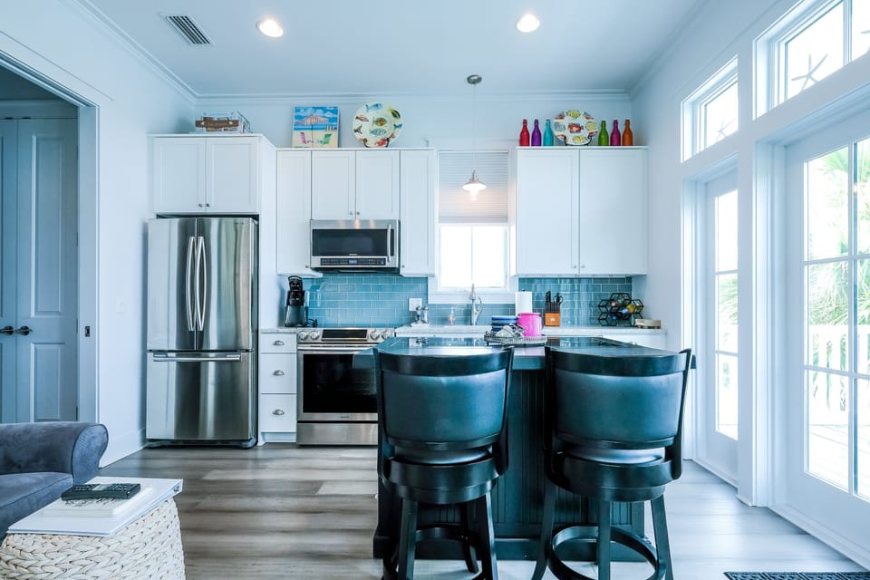 View of Kitchen, full size appliances.