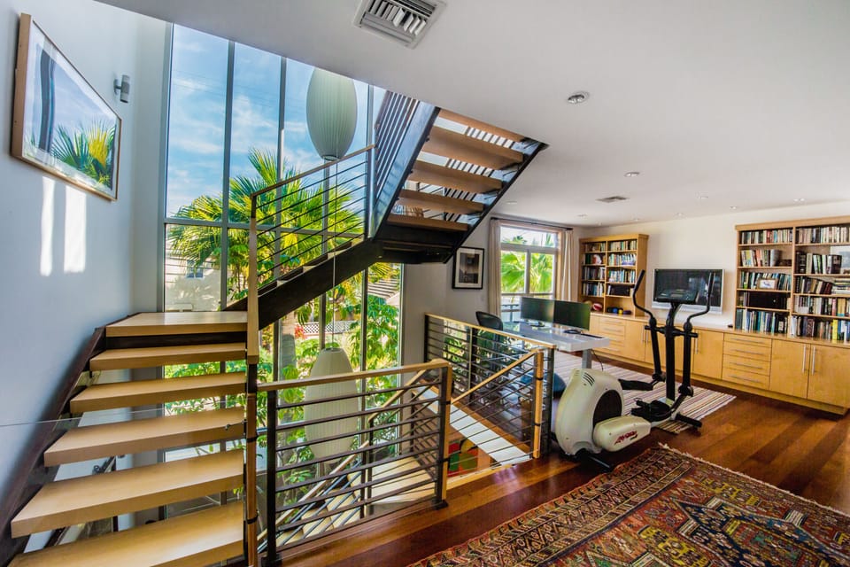 Stairs leading to the rooftop deck