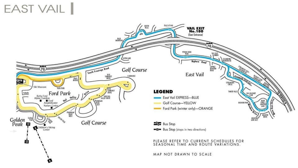 1st stop on free town of vail bus leaves every 15 minutes