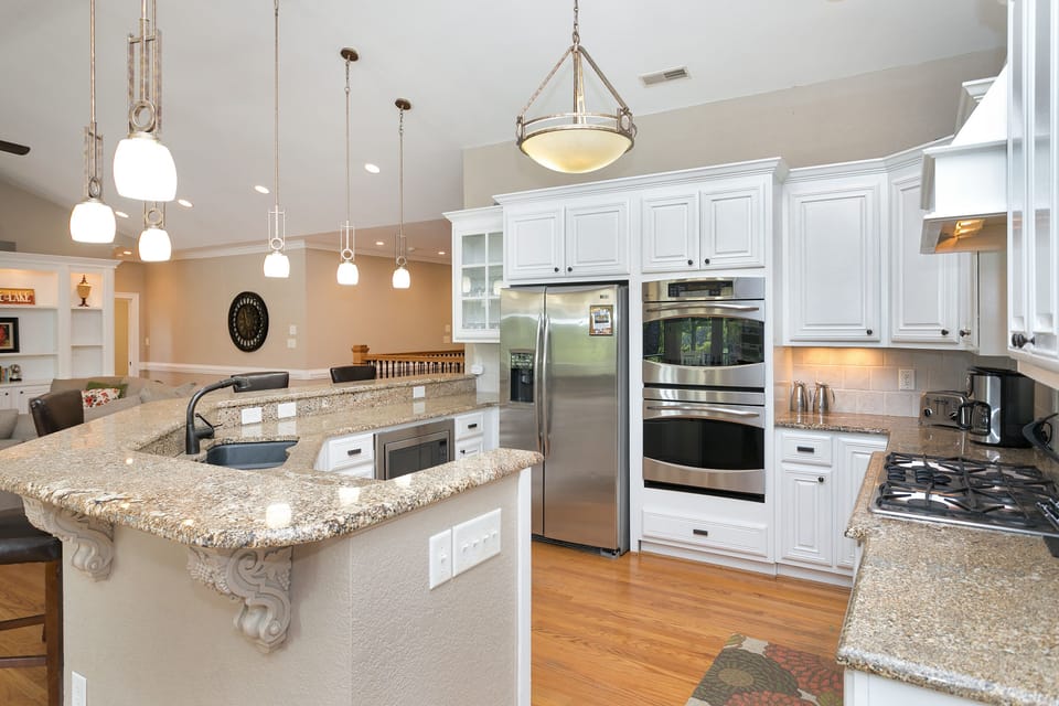 Top floor main kitchen fully stocked.
Two full refrigerators on the top floor
