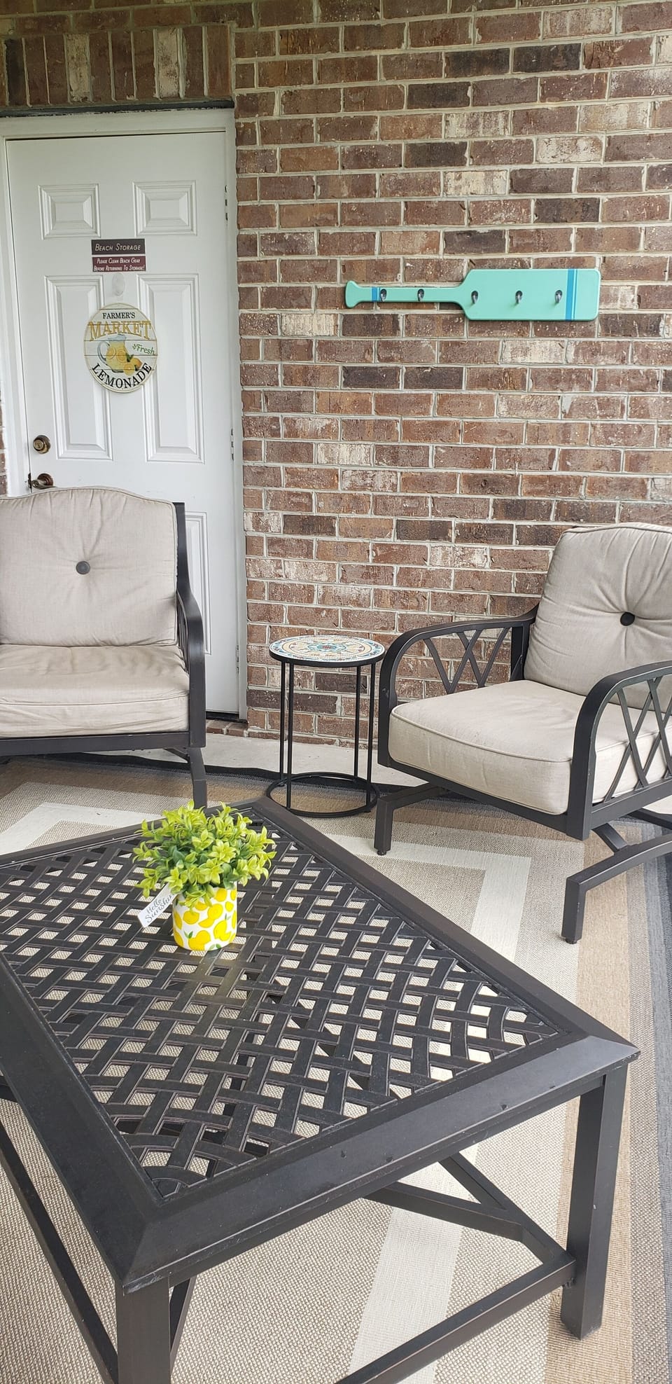 Patio closet with beach essentials for your convenience 
