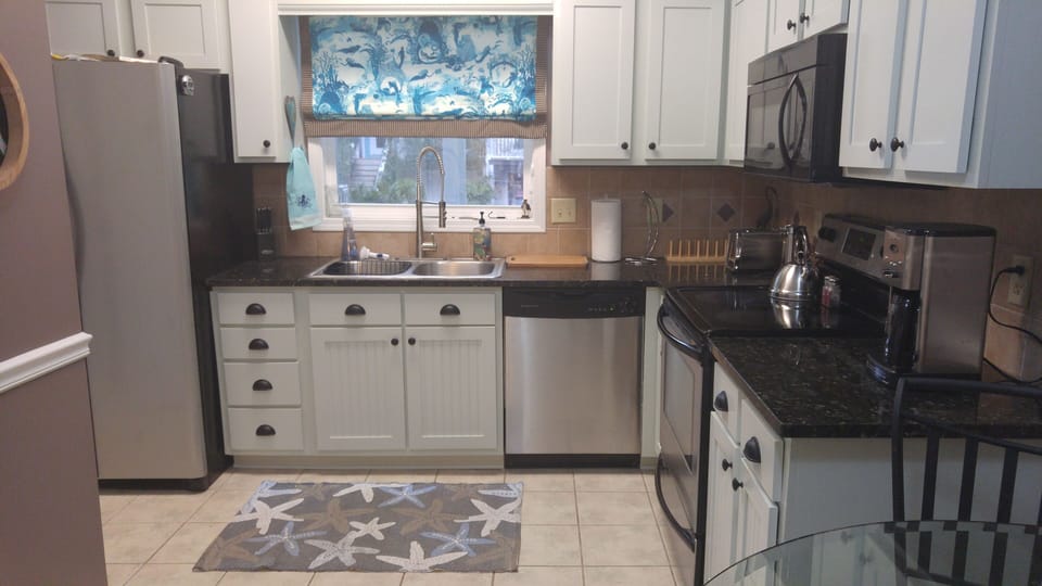 Kitchen has everything you need to make morning coffee and breakfast!