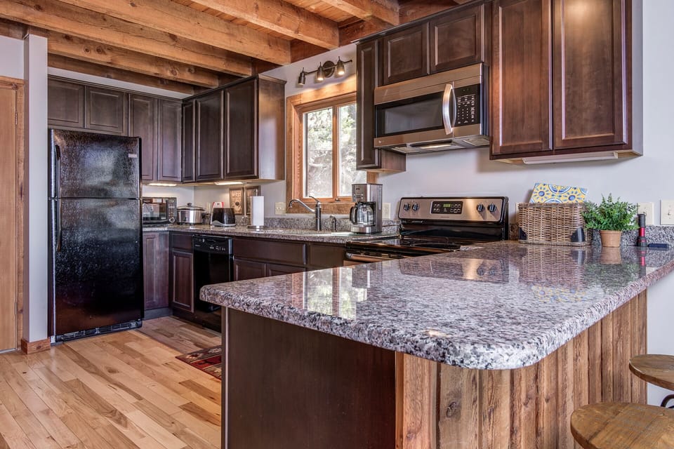 Granite Counters Beamed ceiling