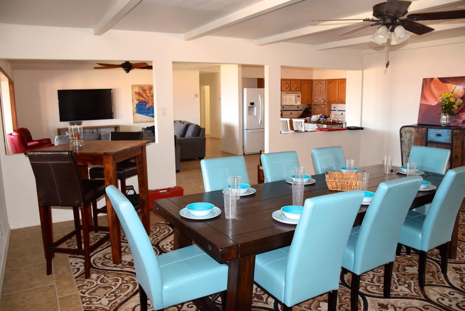 Seating for everyone in the large dining room.