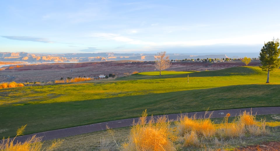 Walk the golf course trail at sunset