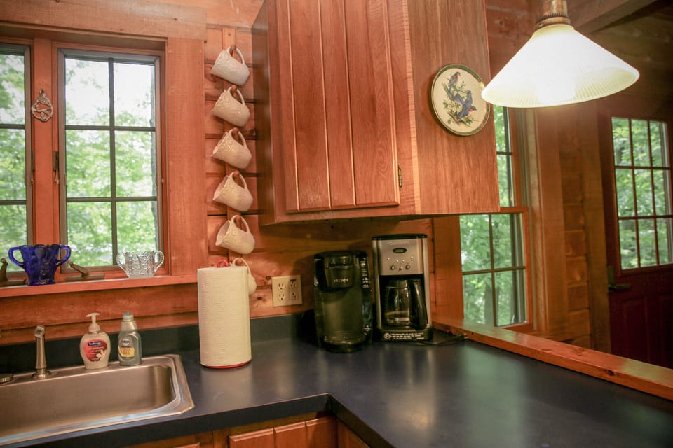 Coffee pot and single serving Keurig for your morning coffee on the porch.