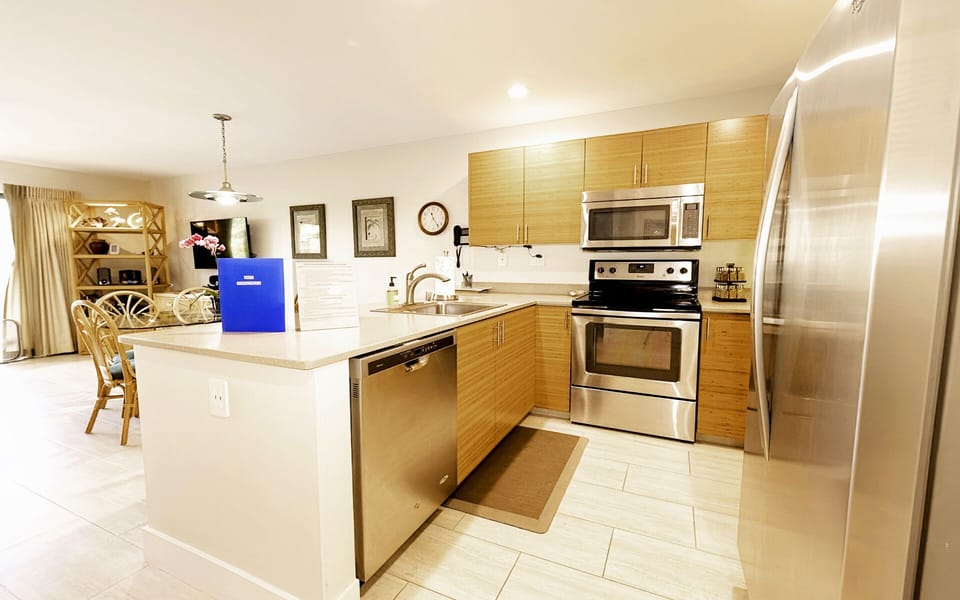 Spacious kitchen with lots of appliances