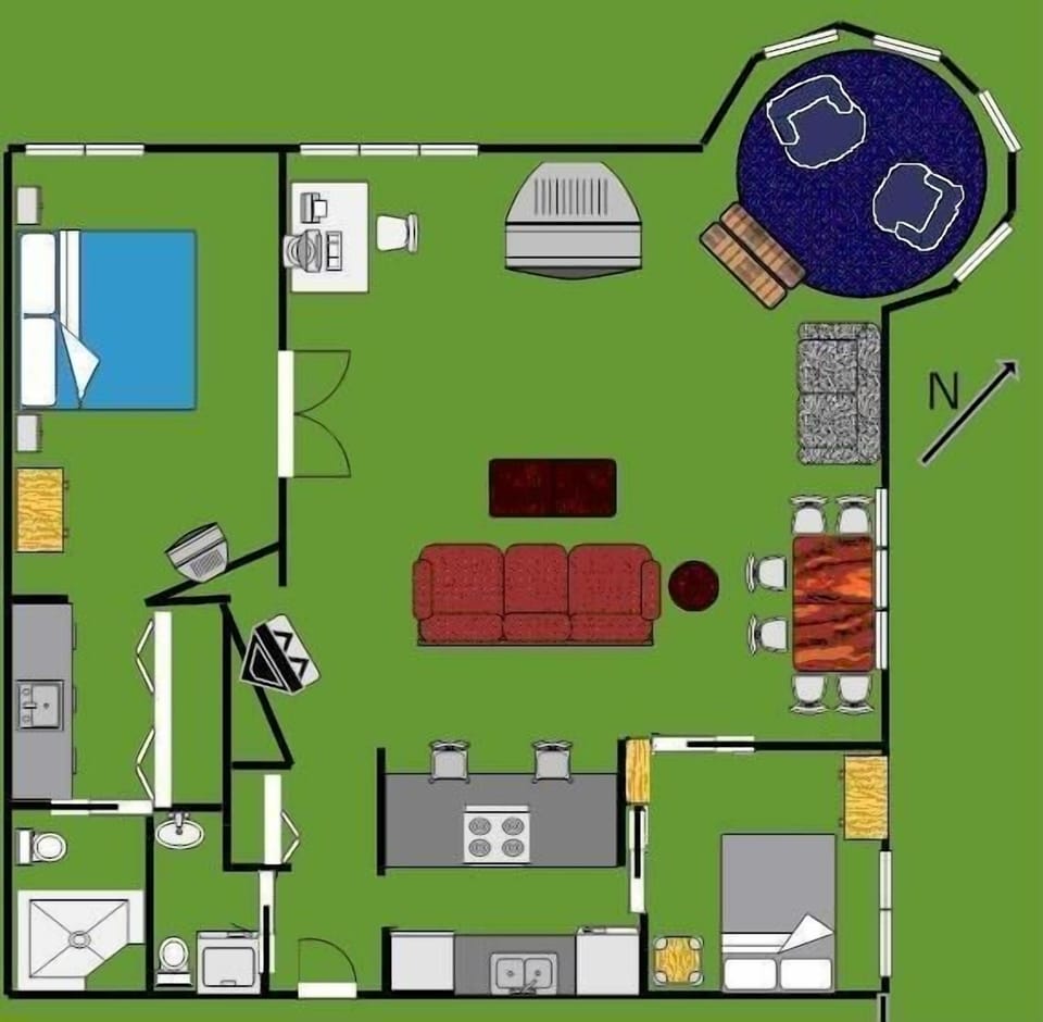 Basic floor plan of this 1000 square foot condo