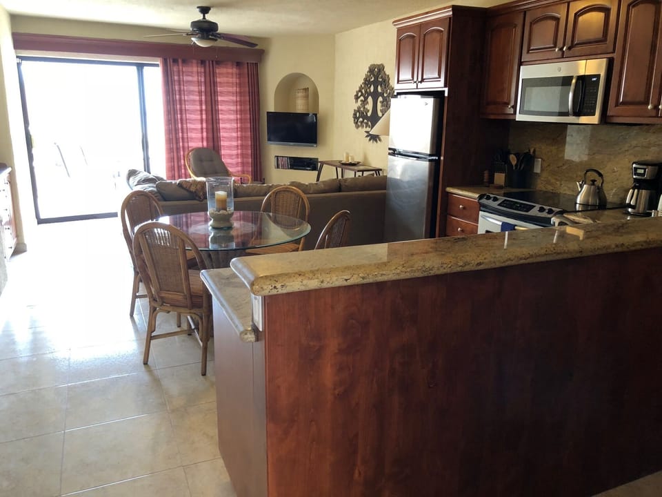 New renovation with granite tops, new tile and stainless.  Lots of space.