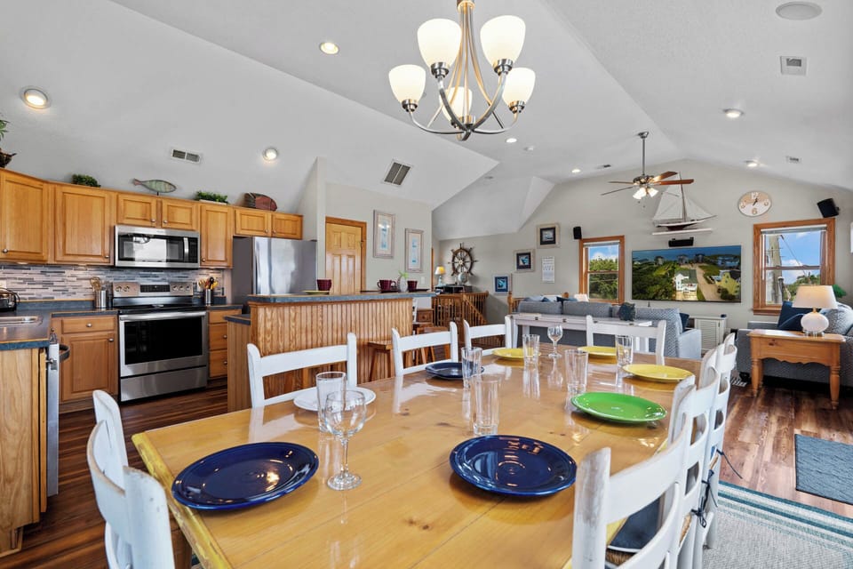 The open floor plan allows for family gatherings on the third floor.