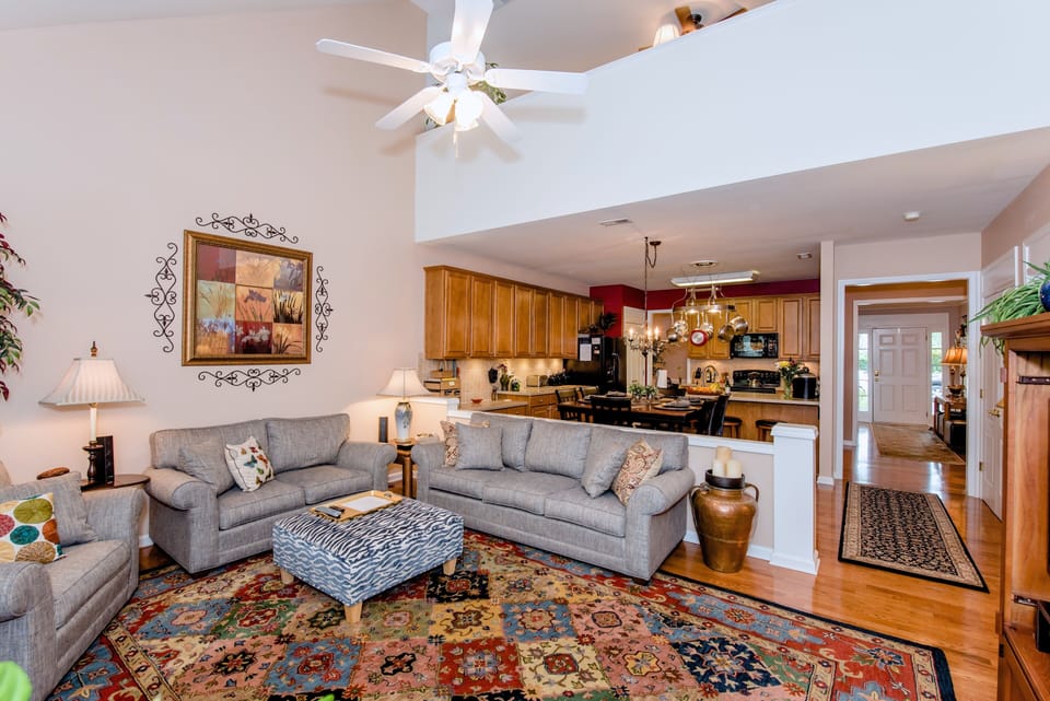 A view from the back door to the front door. Great open floor plan.