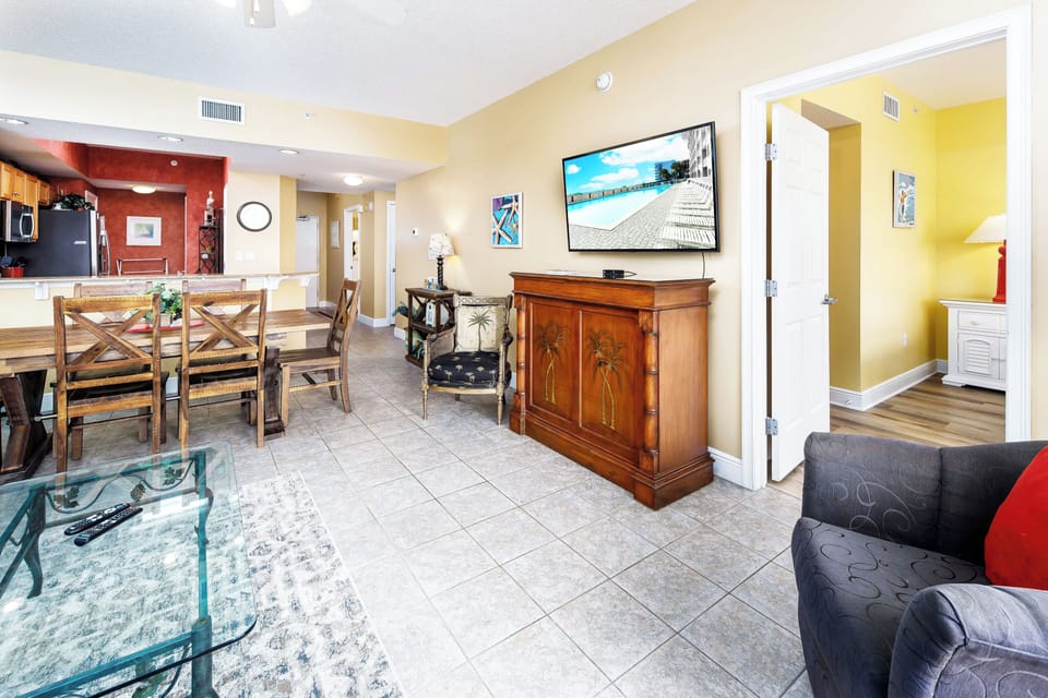 Living Room with Private Balcony - Waters Edge Resort Unit 212 Fort Walton Beach Okaloosa Island Vacation Rentals