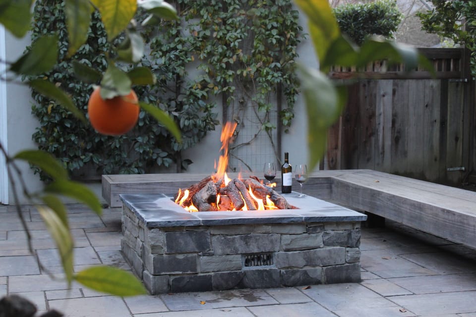 Cozy evenings drinking wine 🍷 by the fire pit. 🔥