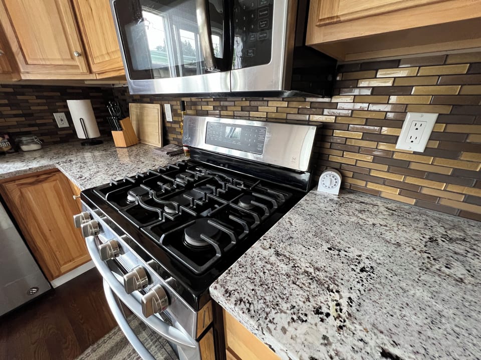 Gas Range and Microwave