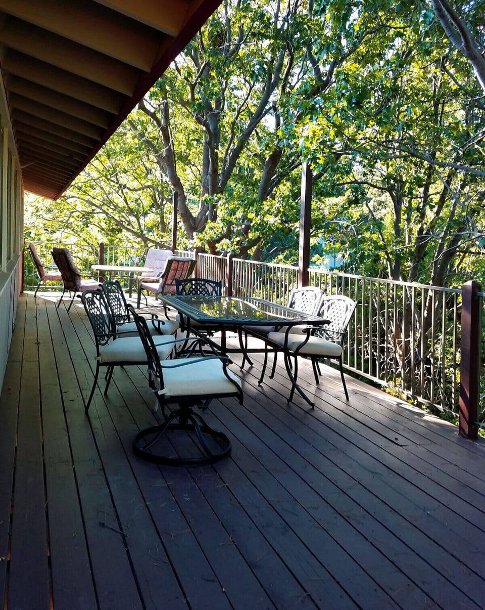 Back deck. Enjoy the morning among nature in the trees or a nice BBQ.