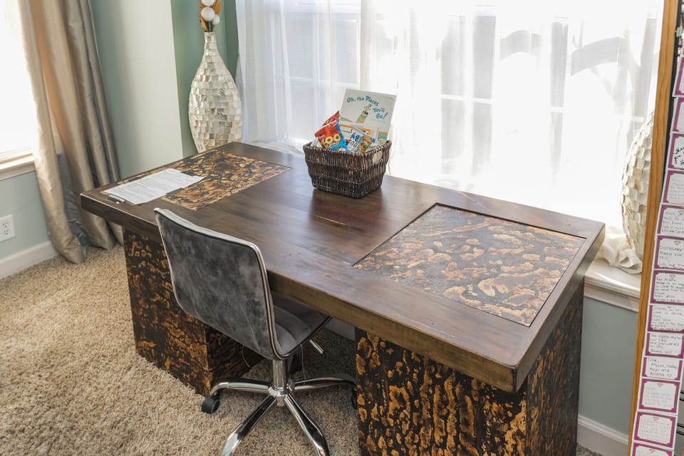 ample desk in the master