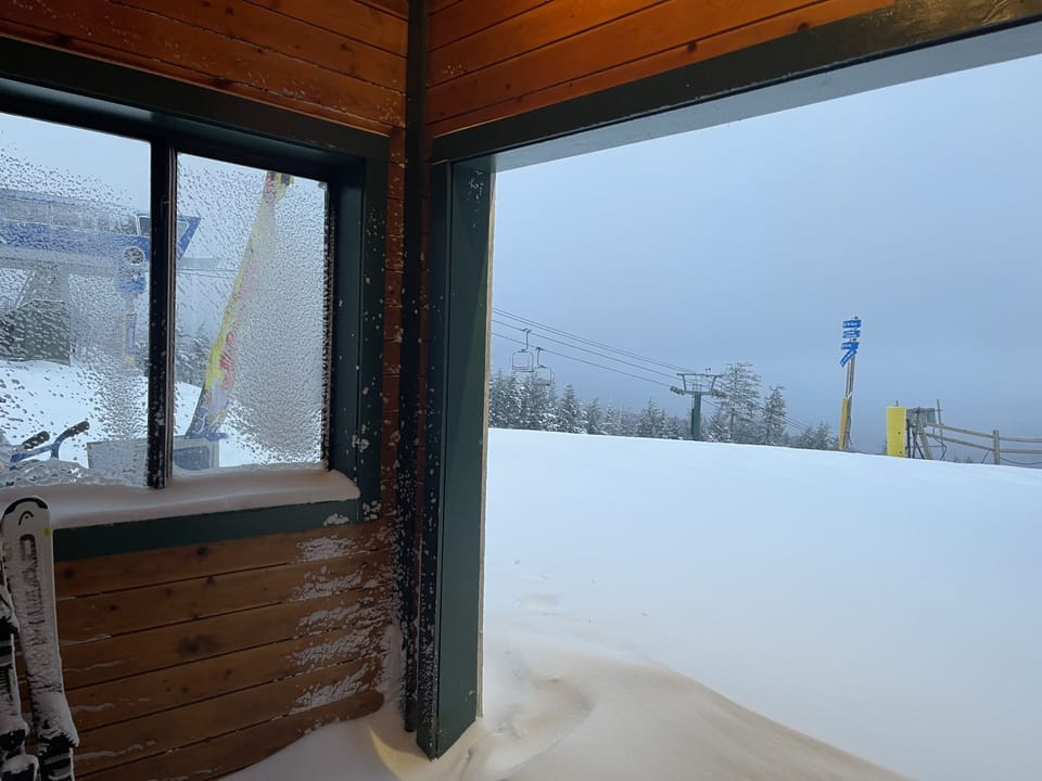 Rear entrance of the building you can walk out on for east access to slopes. 