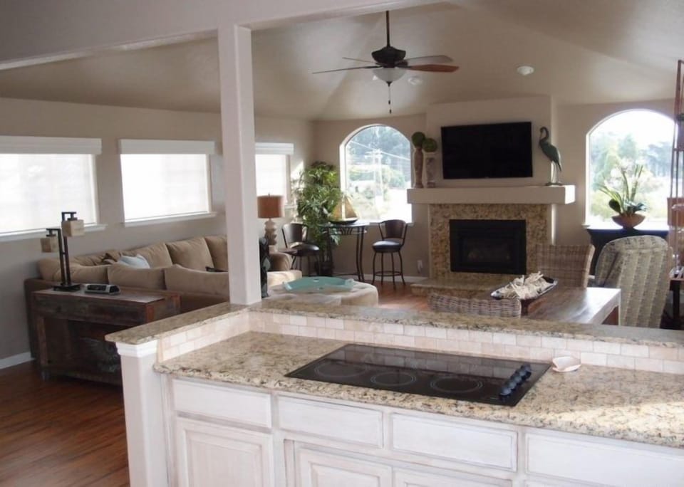 Enjoy the company while cooking in the top of the line kitchen