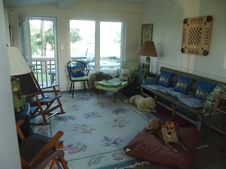 The sunporch is great place to nap or have a cup of coffee in the morning.