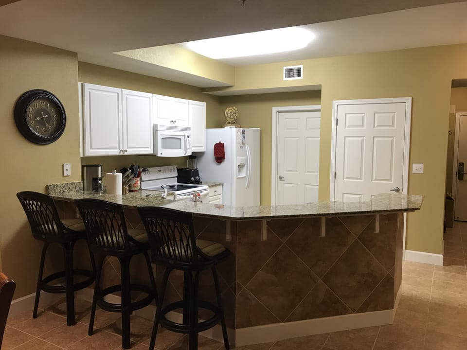 Kitchen includes 1 pantry, other is owner's closet (not available to guests).