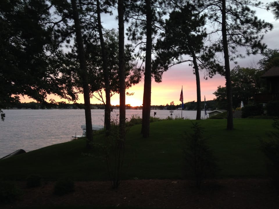 view of sunset from hot tub