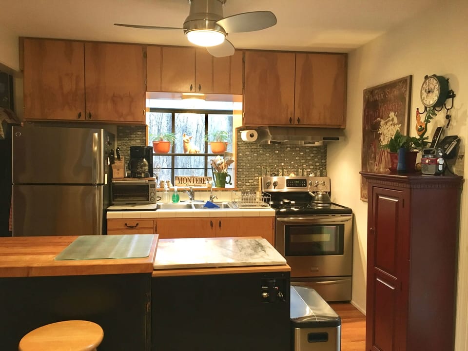 Another shot of the open kitchen off the living area and dining room.