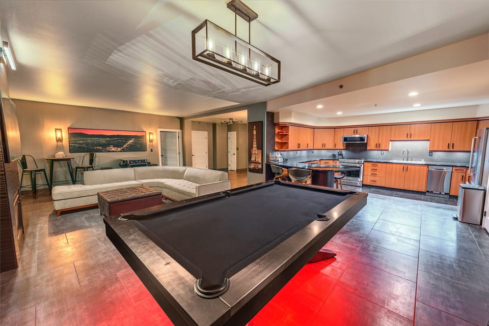 Stunning black stainless steel pool table 