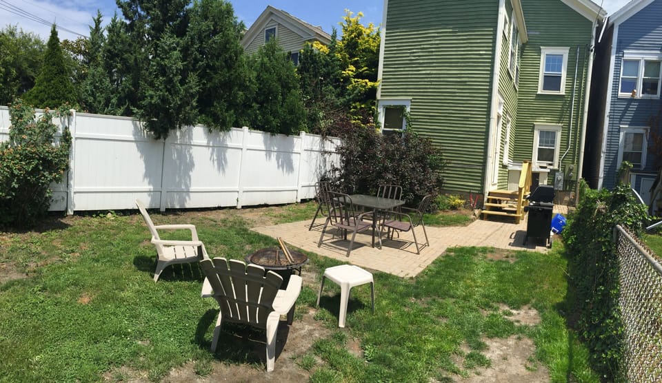 Private patio, picture taken from private access way to Lee's Wharf (parking)
