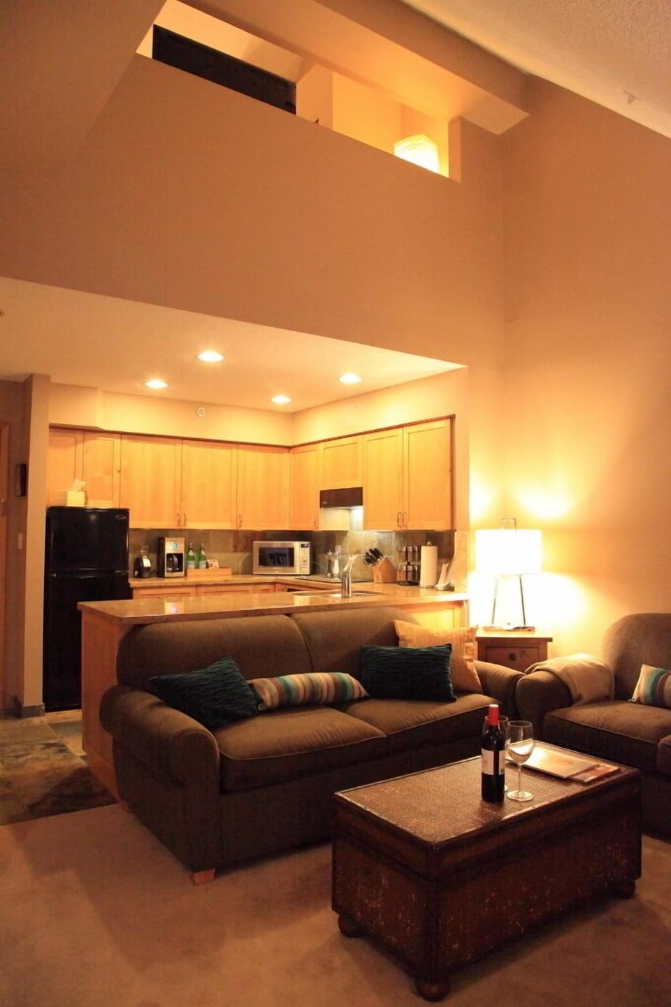 open design with view to master loft area