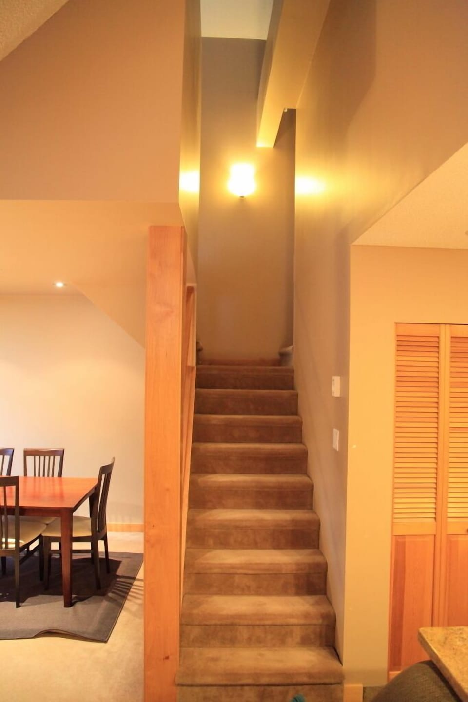 Stairs to both lofts, left is the bunks, right is the master loft