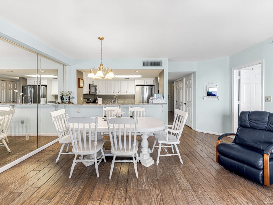 Kitchen, Dinning table, tile floors from Living Room
