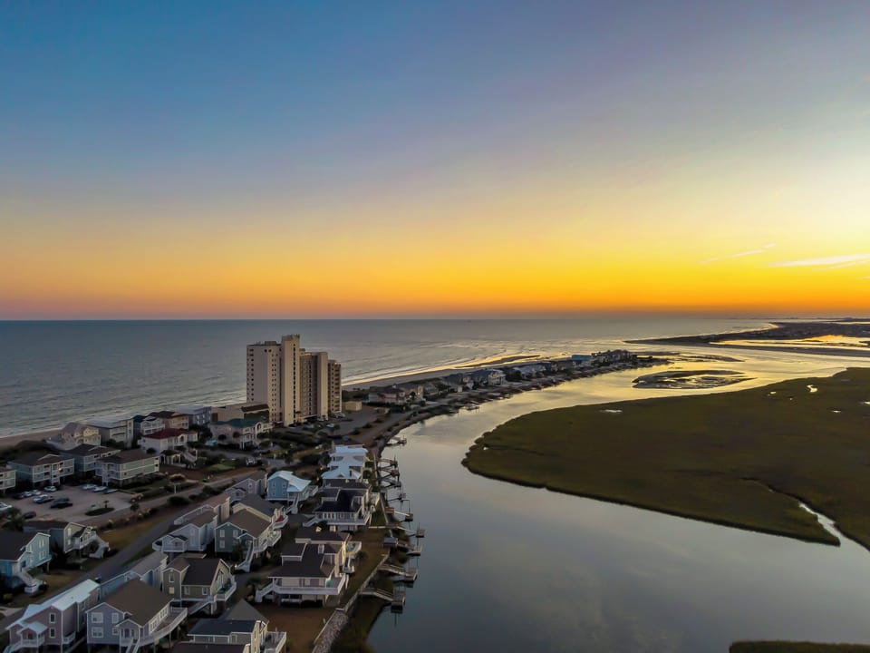 View of Ocean Point to the End of Island at Sunset