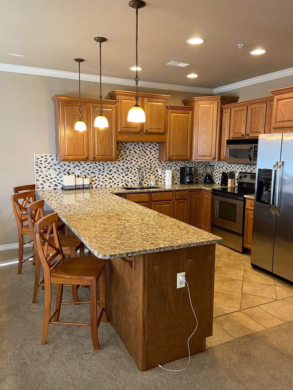 Kitchen with lots of granite counter space