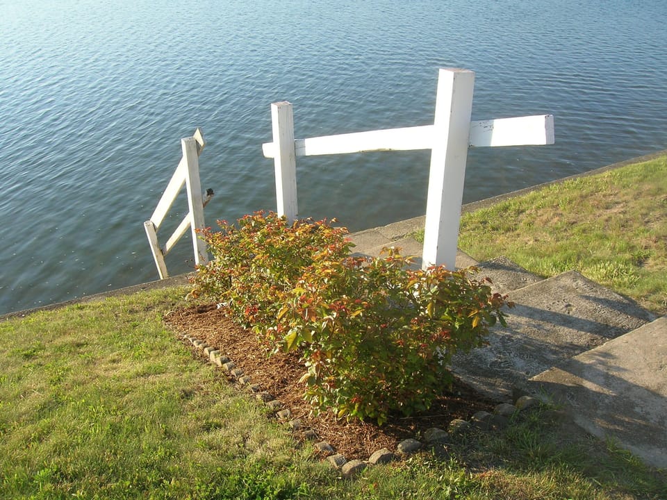 walk down the stairs and swim in front of the house