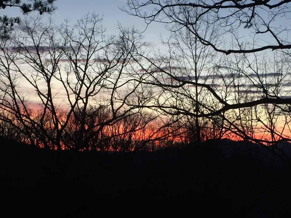 December sunset photo, taken from the front deck.