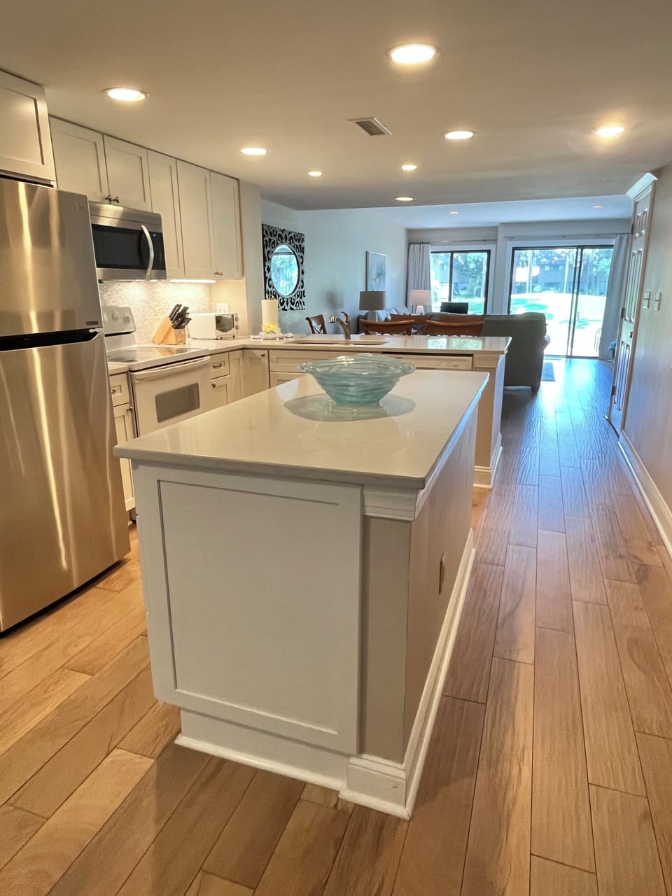New Kitchen Island with tons of counter space and cabinets. 