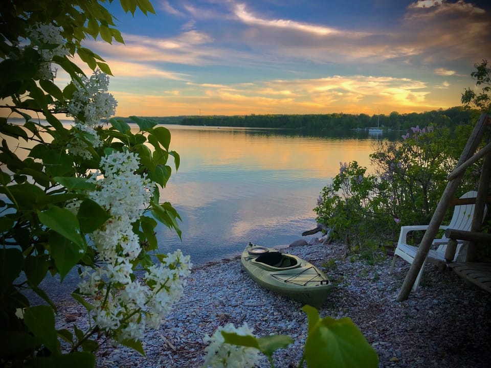 Omena Beach at Sunset