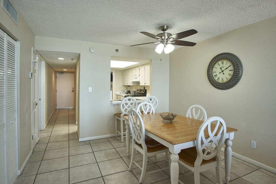 View from dining room looking into kitchen