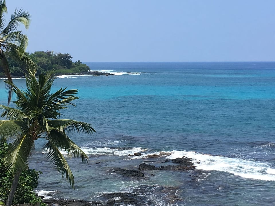 Looking south from lanai at Holualoa Bay & Lymans surf spot