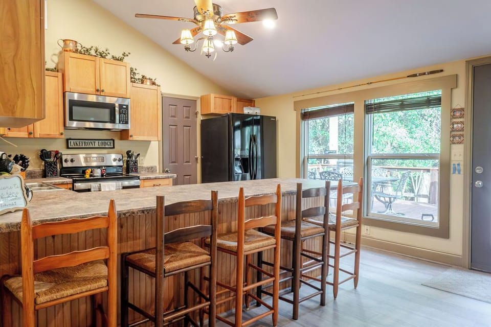 Kitchen with large bar