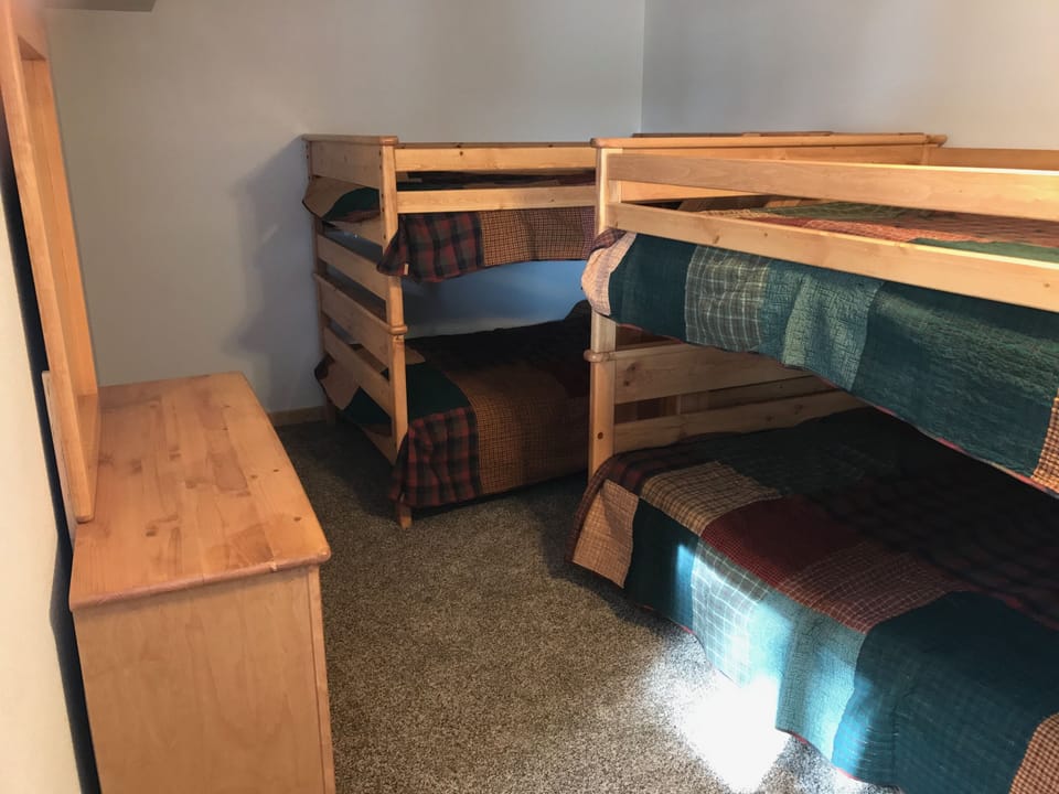Downstairs bedroom with 2 full size bunk beds